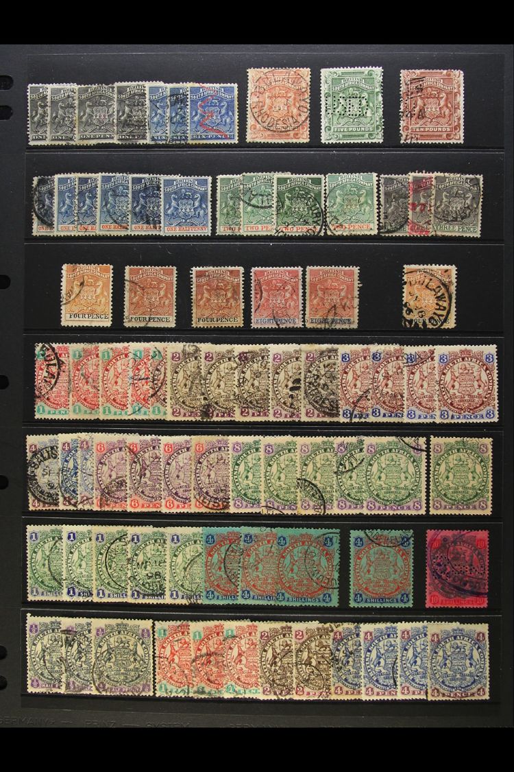 BRITISH SOUTH AFRICA COMPANY  1892-1908 USED ACCUMULATION Presented Chronologically On Stock Pages. A Lightly Duplicated - Otros & Sin Clasificación