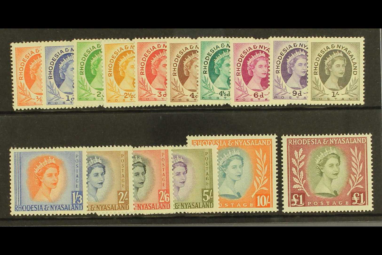 1954-56  Complete Definitive Set, SG 1/15, Never Hinged Mint. (15 Stamps) For More Images, Please Visit Http://www.sanda - Rodesia & Nyasaland (1954-1963)