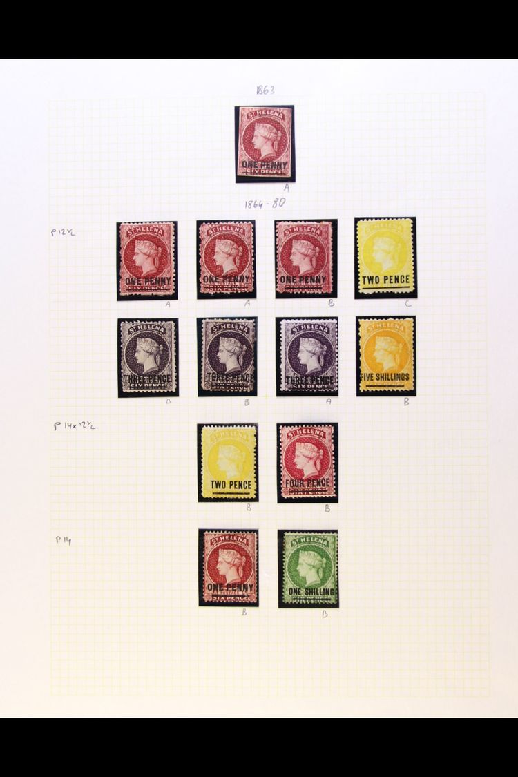 1863-80 MINT COLLECTION  Includes 1863 1d Imperf With Four Margins, 1863-80 (perf 12½) 1d Type A X2, 1d Type B, 2d Type  - Sainte-Hélène