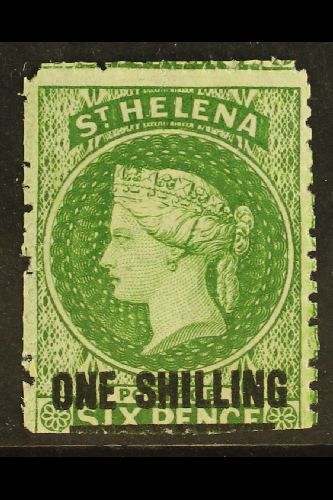 1864-80  (wmk Crown CC , Perf 12½) 1s Deep Yellow-green (Type B), SG 18, Fine Mint With Original Gum. For More Images, P - Sainte-Hélène