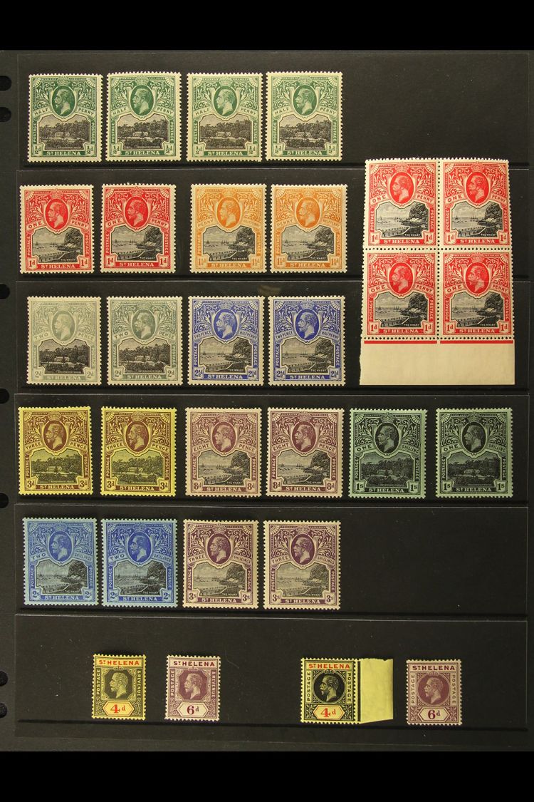 1912-35 KGV MINT COLLECTION  Presented On Stock Pages. Includes 1912-16 Wharf Set Plus Shades Of Each Value, 1912 Set, 1 - Saint Helena Island
