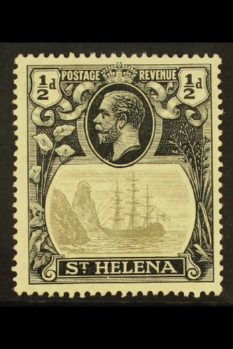 1922-37  ½d Grey & Black "Cleft Rock" Variety, SG 97c, Fine Mint For More Images, Please Visit Http://www.sandafayre.com - Isla Sta Helena