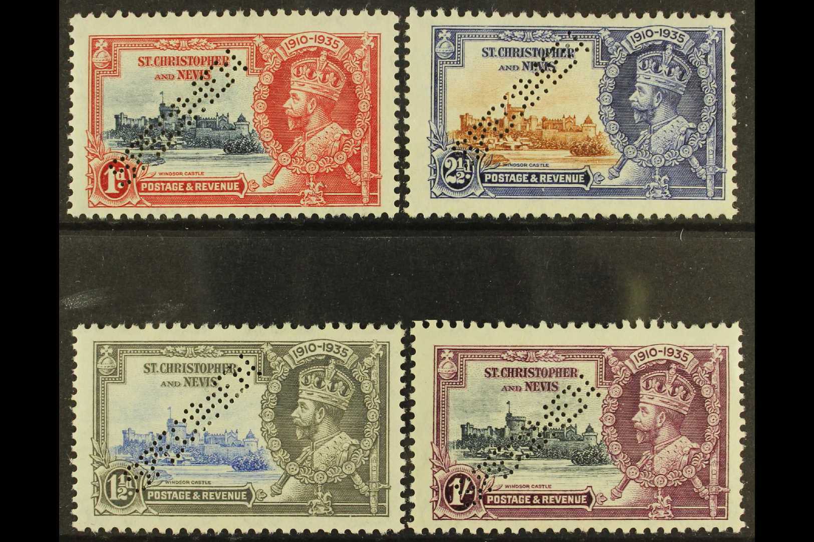 1935  Silver Jubilee Set, Perforated "Specimen", SG 61s/4s, Fine Mint, Part Og. (4 Stamps) For More Images, Please Visit - St.Kitts-et-Nevis ( 1983-...)