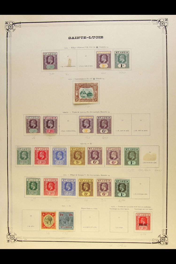 1883-1935 OLD TIME MINT COLLECTION  Presented On Printed Pages. Includes QV Range To 6d, KEVII To 1s X2 Different, KGV D - St.Lucia (...-1978)