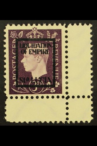 WWII GERMAN PROPAGANDA FORGERY.  1944 Anti-British Propaganda Forgery Of The 1937 3d KGVI Type With "LIQUIDATION OF EMPI - Ste Lucie (...-1978)