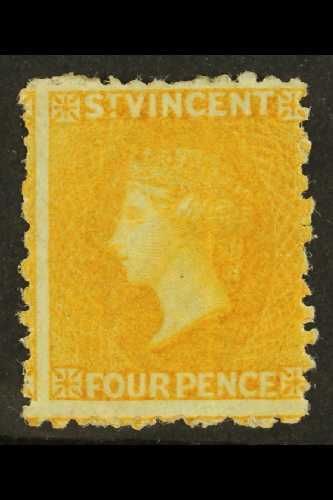 1869  No Watermark 4d Yellow, SG 12, Fine Mint. For More Images, Please Visit Http://www.sandafayre.com/itemdetails.aspx - St.Vincent (...-1979)