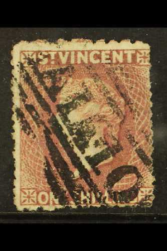 1873  1s Lilac- Rose Perf 11 To 12½x15, SG 20, Good Used, Tiny Thin. Cat £350. For More Images, Please Visit Http://www. - St.Vincent (...-1979)