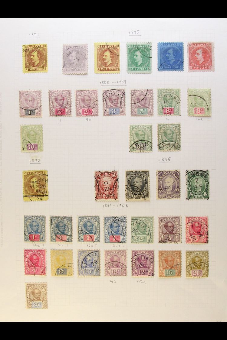1871-1932 FINE USED COLLECTION  On Pages. Note 1875 Complete Set, 1888-97 Range To 32c And 50c, 1895 Set, 1899-1908 Set  - Sarawak (...-1963)
