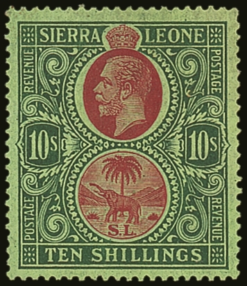 1921-27  10s Red & Green/green, Wmk Mult Script CA, SG 142, Very Fine Mint For More Images, Please Visit Http://www.sand - Sierra Leona (...-1960)