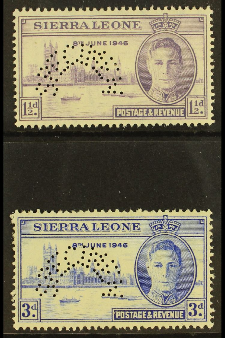 1946  Victory Pair, Perforated "Specimen", SG 201s/2s, Very Fine Mint Large Part Og. (2 Stamps) For More Images, Please  - Sierra Leone (...-1960)