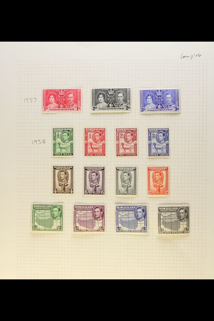 1937-60  Complete Fine Mint Collection On Pages, Incl. Both 1946 Victory Perfs. (64 Stamps) For More Images, Please Visi - Somalilandia (Protectorado ...-1959)