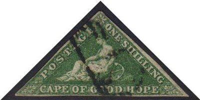 CAPE OF GOOD HOPE  1859 1s Deep Dark Green Triangular, SG 8b, With Three Small To Good Margins, And Part Triangular Canc - Sin Clasificación