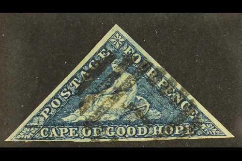 CAPE OF GOOD HOPE  1863-64 4d Blue With Clear Margins, SG 6, Fine Used Bearing A Neat No 1 Barred Cancel. For More Image - Non Classés
