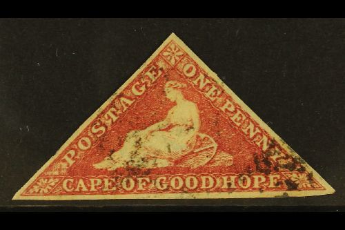CAPE OF GOOD HOPE  1855 1d Deep Rose Red On Cream Toned Paper, SG 5b, Very Fine Used With Neat Clear Margins All Round.  - Non Classés