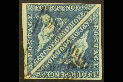 CAPE OF GOOD HOPE  1855-63 4d Deep Blue/white Paper, SG 6, Lightly Used "Tete Beche" Pair With 4 Margins For More Images - Non Classés