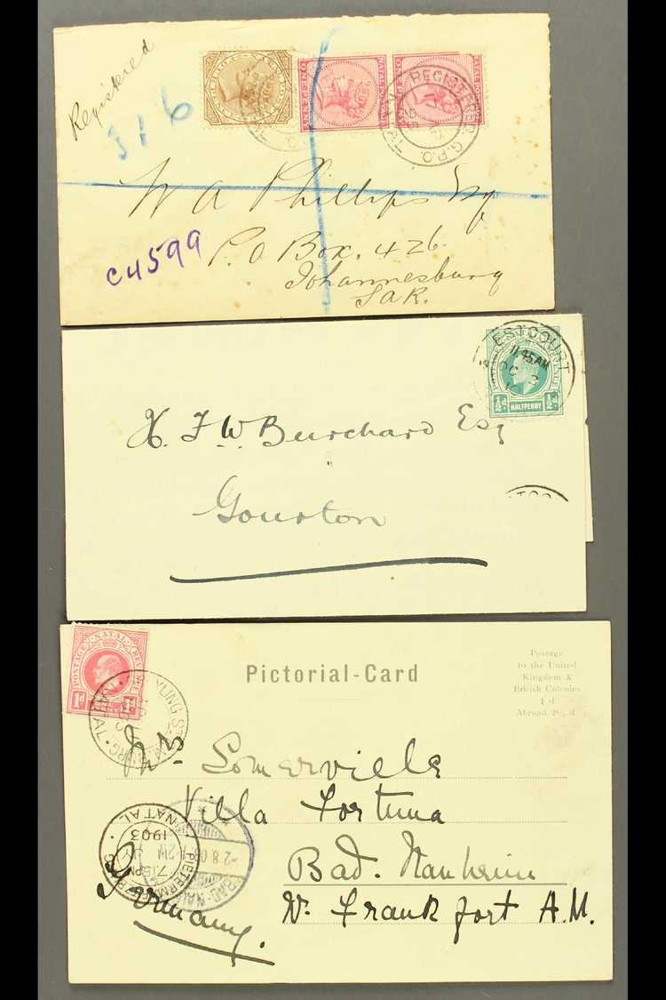 NATAL  1895-1910 Range Of Covers And Cards, With 1895 Envelope Registered To J'burg With Stamps Tied By Registered GPO C - Sin Clasificación