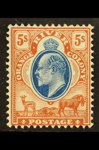 ORANGE FREE STATE  1903 5s Blue And Brown, Ed VII, SG 147, Fresh Mint. For More Images, Please Visit Http://www.sandafay - Sin Clasificación