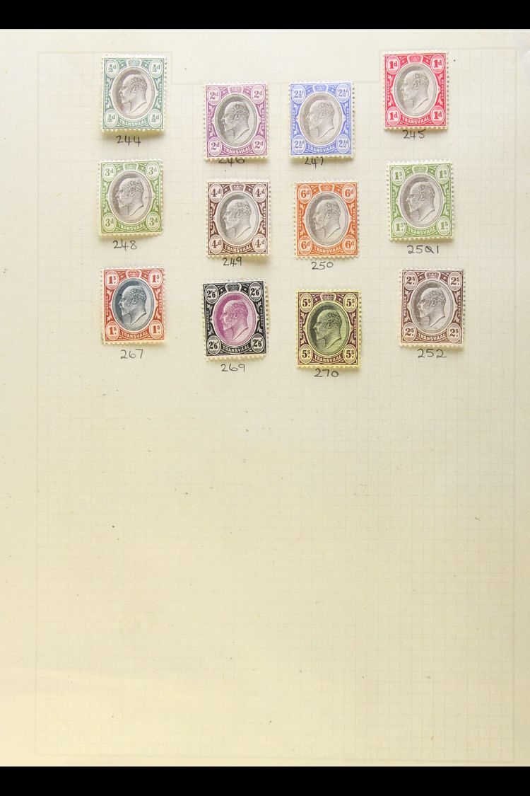 TRANSVAAL  1902-1909 KEVII Mint And Used Collection On Album Pages. Nice Range Of Values To 5s Mint And To £1 Used, Chie - Sin Clasificación