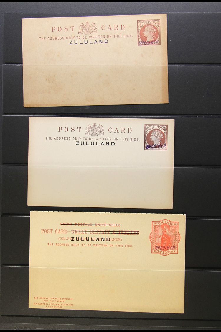 ZULULAND  1893 Unused POSTAL CARDS Overprinted "SPECIMEN", Comprising ½d (two Different) And 1d+1d. (3 Items) For More I - Sin Clasificación