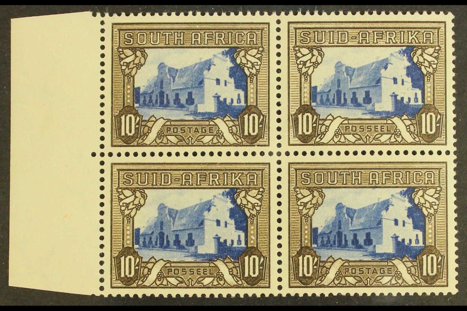 1933-48  10s Blue & Sepia, SG 64c, In A Marginal Block Of Four, Stamps Never Hinged Mint. For More Images, Please Visit  - Sin Clasificación