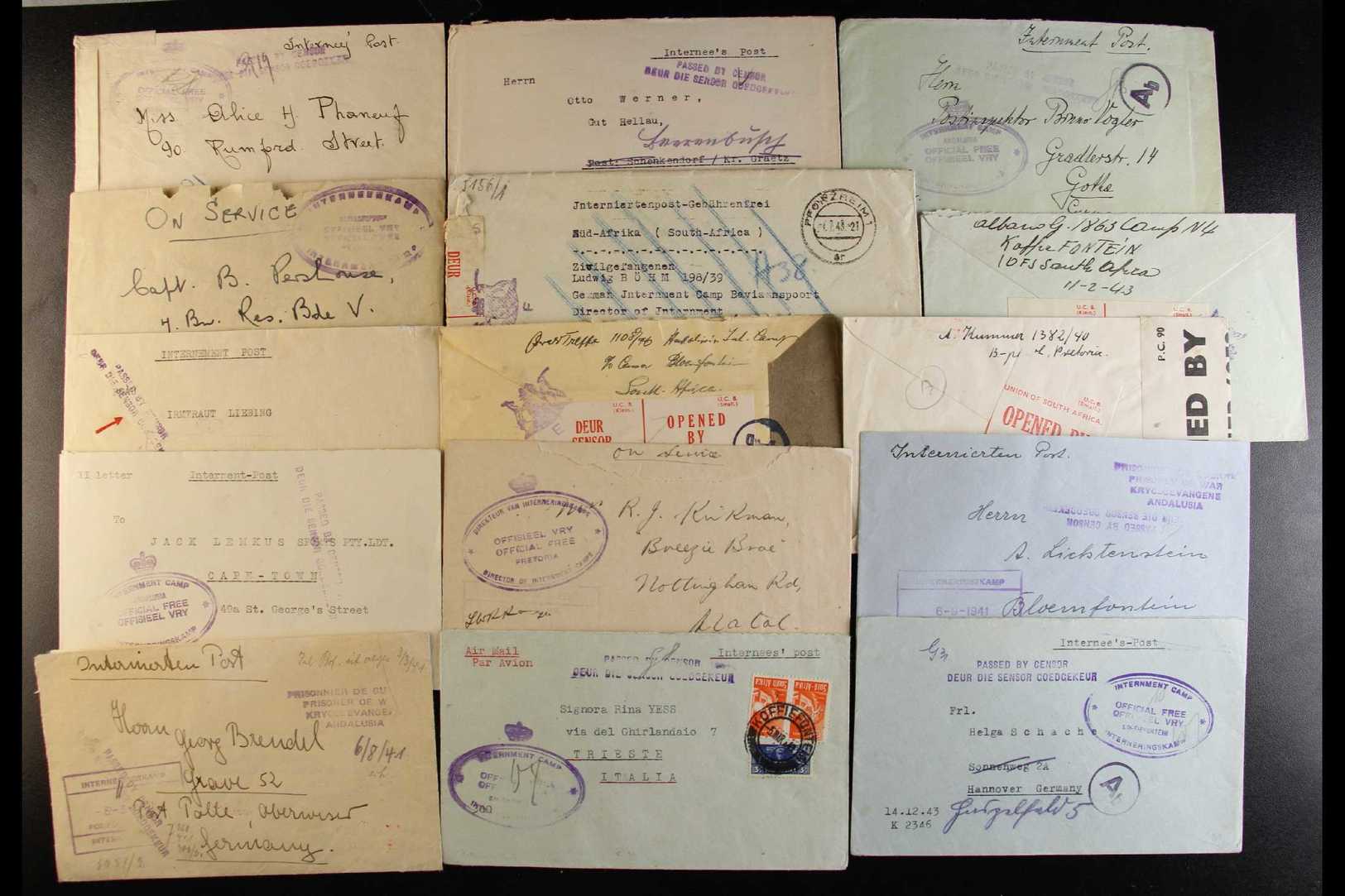 1941-1944 INTERNEES CAMPS MAIL.  An Interesting Collection Of Mostly Stampless Covers Endorsed 'Internee's Post' Or 'Int - Sin Clasificación