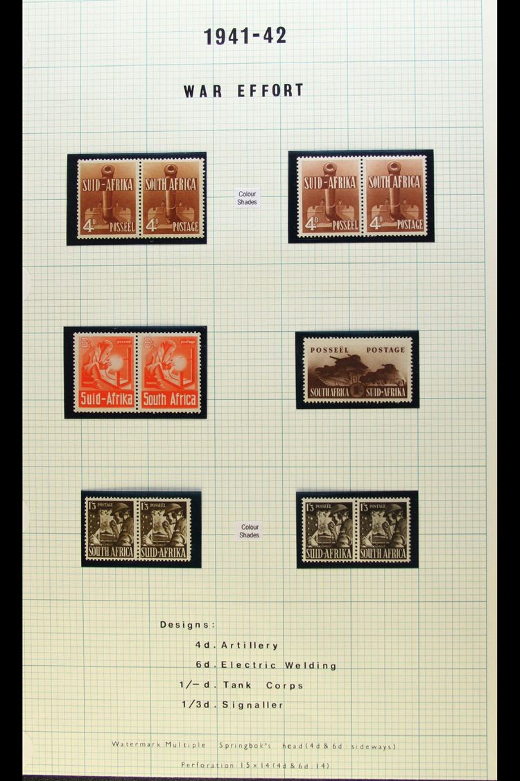 1941-6 WAR EFFORT MINT COLLECTION  Includes Large Wars Set With Shades, Bantam Set With Shades, Mostly In Blocks Of Two  - Non Classés