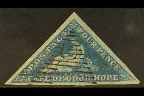 CAPE  1855-63 4d Blue Triangular, SG 6a, Very Fine Used With Clear Postmark, Full Large Margins, Nice Fresh Colour. For  - Sin Clasificación