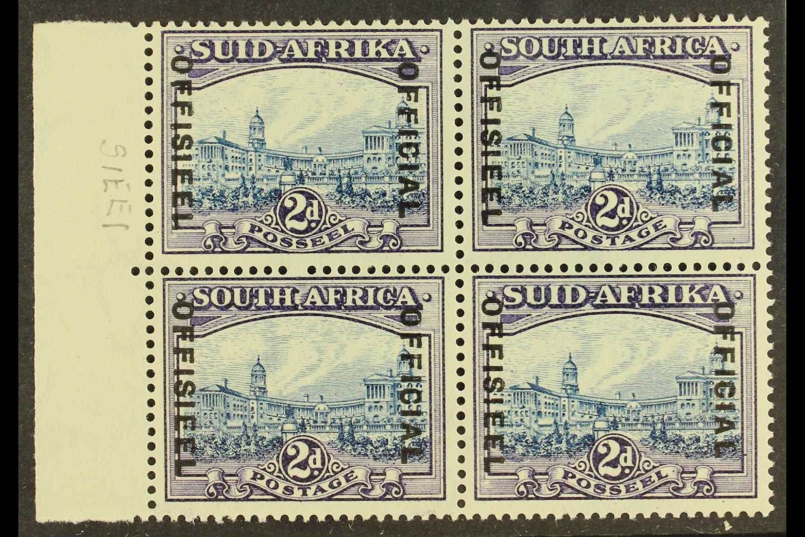 OFFICIAL  1939 2d Blue And Violet (20mm Between Lines Of Overprint), SG O23, Left Marginal BLOCK OF FOUR Very Fine Mint  - Sin Clasificación