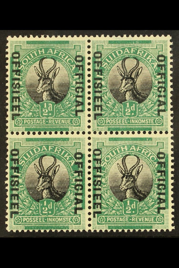 OFFICIAL VARIETY  1929-31 ½d Block Of 4, Upper Pair With Broken "I" In "OFFICIAL" And Lower Pair With Missing Fraction B - Non Classés