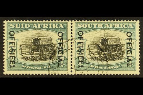 OFFICIAL VARIETY  1950-4 5s Black & Pale Blue-green With "Thunderbolt" Variety (stamp Listed In Union Handbook As V2), S - Unclassified