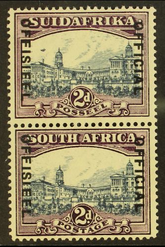 OFFICIALS  1930-47 2d Slate-blue & Bright Purple, Wmk Upright, AIRSHIP FLAW In A Vertical Pair, Only Listed As SG O15a,  - Non Classés