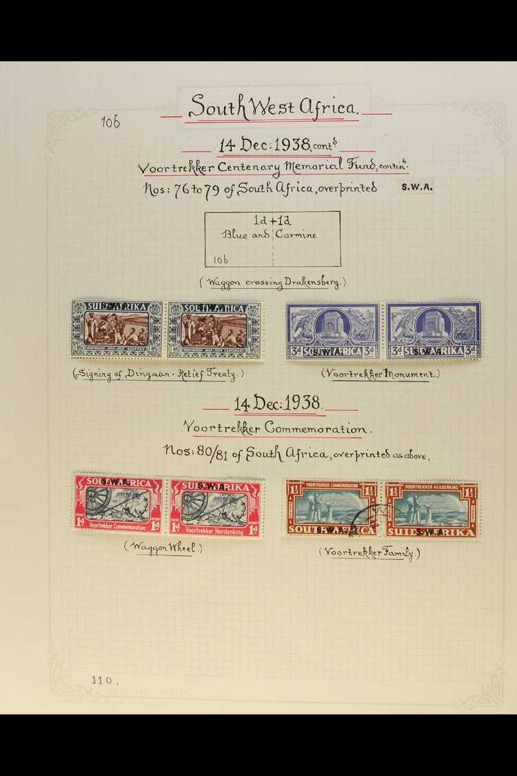 1923-1954 MINT AND USED COLLECTION  On Album Leaves. Note 1923-1926 Range Of KGV Pairs To 6d Mint; 1931 Definitive Horiz - Afrique Du Sud-Ouest (1923-1990)