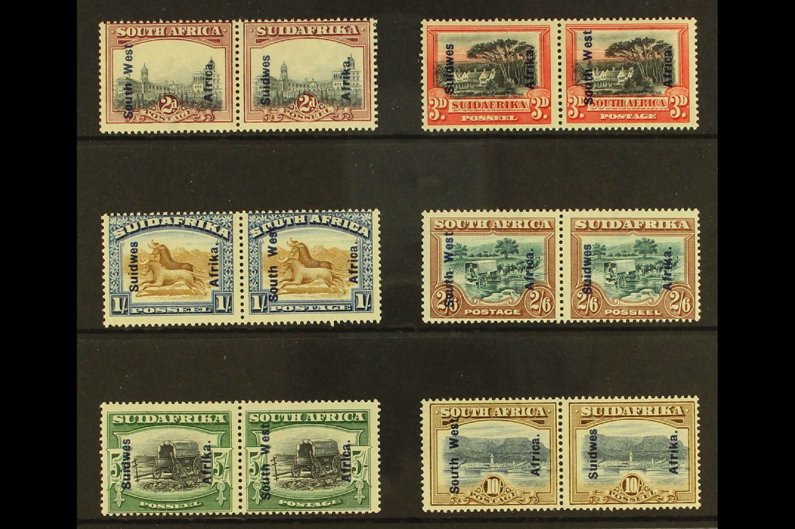 1927  South African Issues Opt'd Set, SG 49/54, Very Fine Mint (6 Pairs) For More Images, Please Visit Http://www.sandaf - África Del Sudoeste (1923-1990)