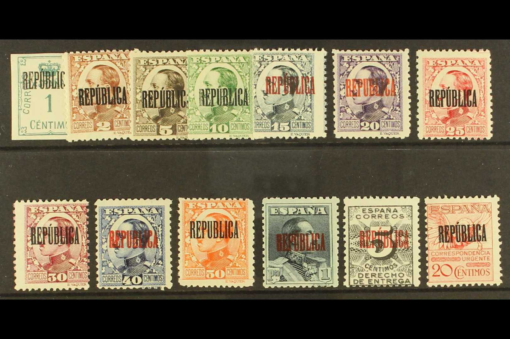 1931  "REPUBLICA" Straight Line Overprints (SG Type 118) Complete Set, SG 660/E672, Several Are With Accent Over "U" Var - Autres & Non Classés