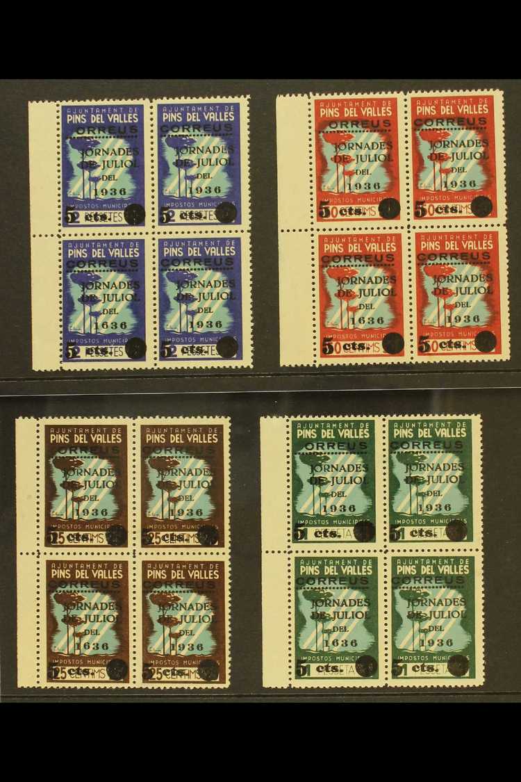 CIVIL WAR LOCAL STAMPS  PINS DEL VALLES 1936 Overprints Complete Set Of Four, Galvez 604/607, Fine Never Hinged Mint Mat - Autres & Non Classés