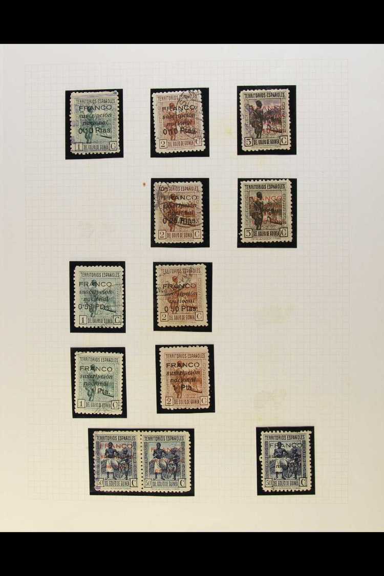 SPANISH GUINEA  LOCAL ISSUES 1936-37 Surcharges Nine Different Values To 1p On 2c And 1937 50c Red Opt Pair & 50c Black  - Autres & Non Classés