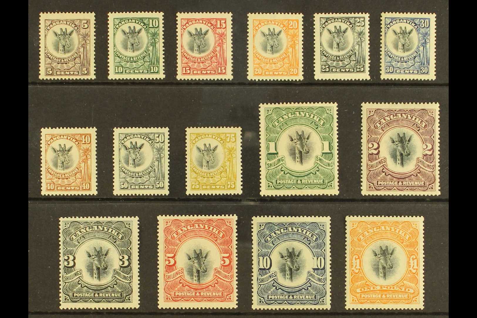 1922-4  GIRAFFE Definitives, Complete Set, SG 74/88a, Fine Mint (15). For More Images, Please Visit Http://www.sandafayr - Tanganyika (...-1932)