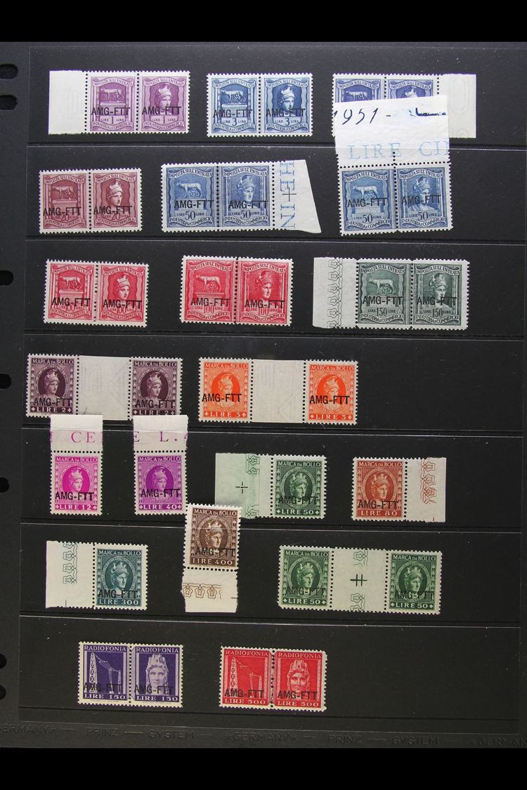 ALLIED MILITARY GOVERNMENT REVENUE STAMPS  Never Hinged Mint Collection Of "AMG-FTT" Overprinted Italian Revenues. With  - Otros & Sin Clasificación