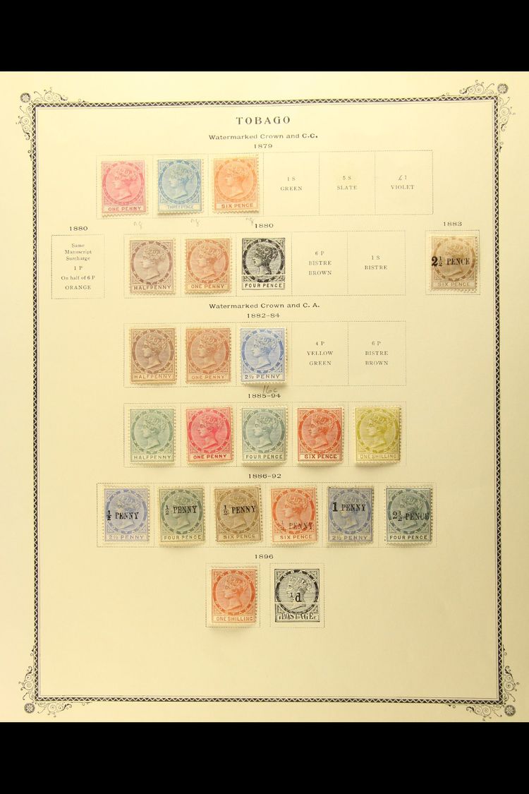 1879-1896 ALL DIFFERENT MINT COLLECTION  On A Printed Album Page. With 1879 (wmk CC) Set To 6d Unused (no Gum); 1880 ½d  - Trinité & Tobago (...-1961)