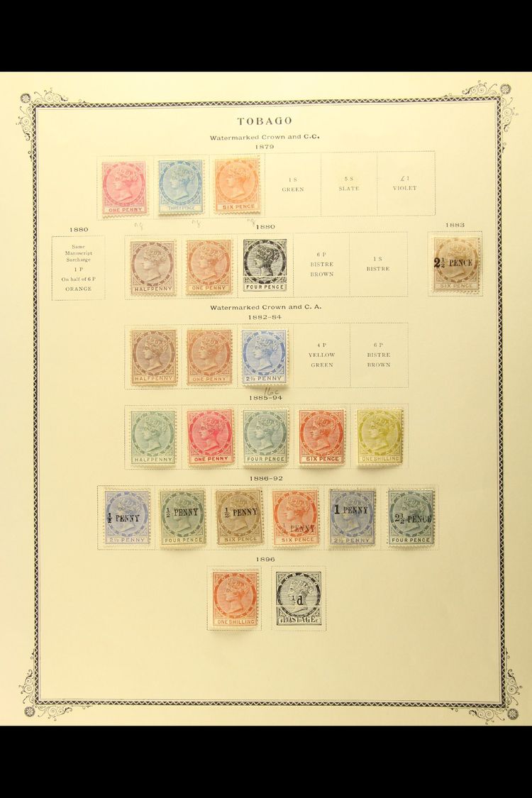 1879-1896 ALL DIFFERENT MINT COLLECTION  On A Printed Album Page. With 1879 (wmk CC) Set To 6d Unused (no Gum); 1880 ½d  - Trinidad & Tobago (...-1961)