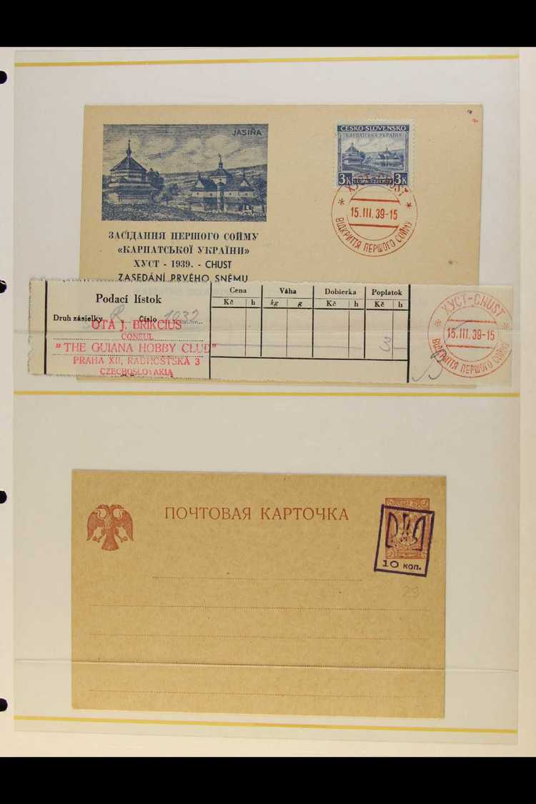 COVERS, POSTCARDS  And A BANKNOTE, Quirky Accumulation Of Items, Note Couple Of WWI Postcards, 1939 Carpathia-Ukraine Re - Ucrania