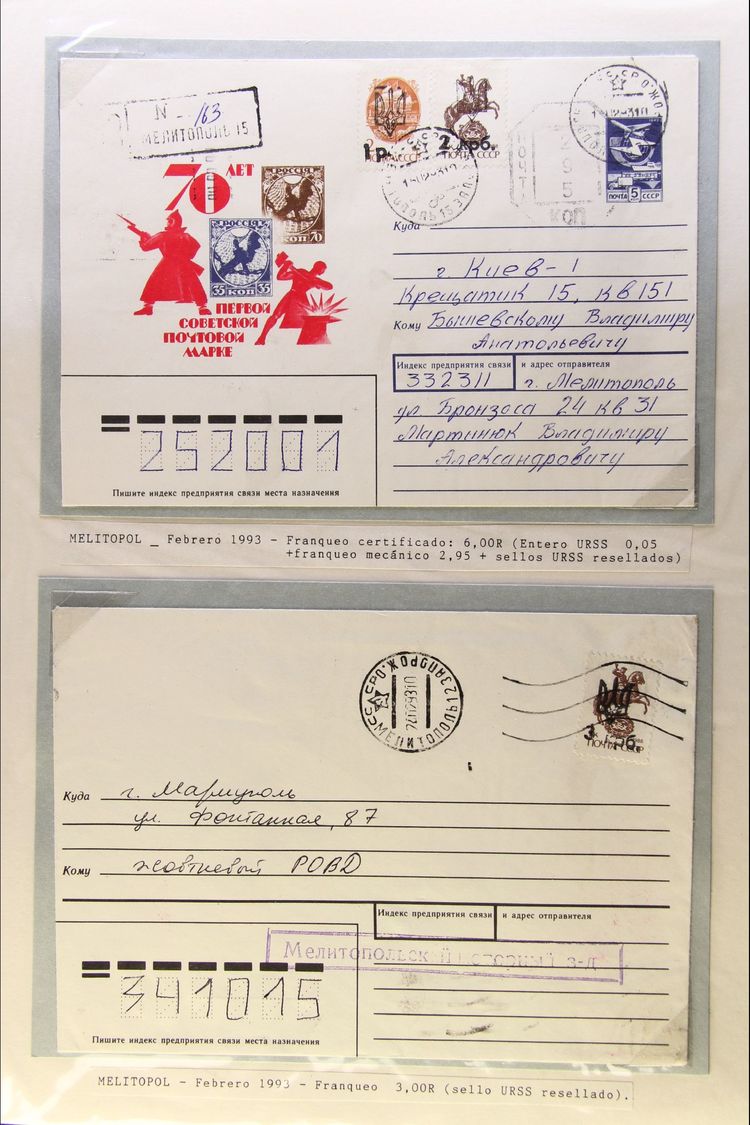 POSTAL STATIONERY  1992-94 INTERESTING USED COLLECTION Of Postal Stationery Covers, Presented On Written Up Pages In Pro - Ukraine