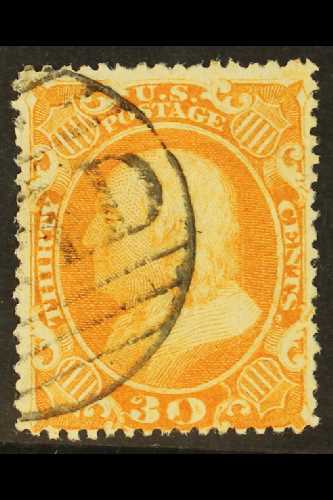 1857-61  30c Orange Franklin, SG 42, Scott 38, Superb With Good Colour And Perfs, Neat Part Circular Paid Cancel, Buhler - Otros & Sin Clasificación