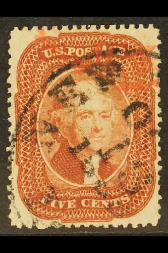 1857-61  5c Red Brown Jefferson, SG 29, Scott 28 A Very Fine Example With Well Balanced Margins All Round And Full Perfs - Other & Unclassified