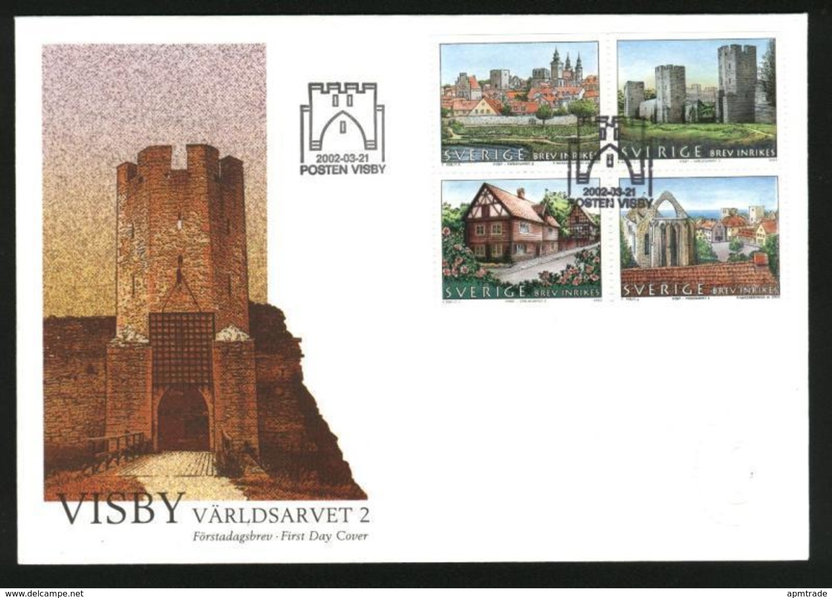 Sweden FDC Cachet  2002.  World Heritage # 2  Visby. Engraver P. Naszarkowski - FDC