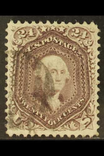 1861-62  24c Red Lilac Washington, SG 66, Scott 70, Superb Colour With Good Perfs And Light Barred Cancel.  For More Ima - Autres & Non Classés