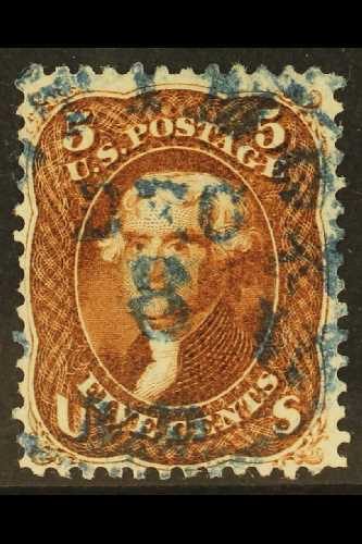 1862-66  5c Red Brown Jefferson, SG 71, Scott 75, Fine With Neat Blue Cds, Buhler Guarantee Mark.  For More Images, Plea - Otros & Sin Clasificación
