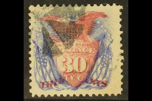 1869  30c Lake And Deep Ultramarine Pictorial, SG 123a, Scott 121, Superb With Part Segmented Cork Cancel, Buhler Guaran - Autres & Non Classés