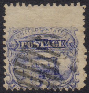 1869  3c Deep Ultramarine Locomotive Stamp MISPERFORATION, Lightly Used Example With A Massive 4mm Downward Misplacement - Otros & Sin Clasificación