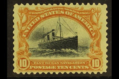 1901  10c Yellow Brown And Black Ocean Liner, Sc 299, Very Fine NHM. For More Images, Please Visit Http://www.sandafayre - Other & Unclassified